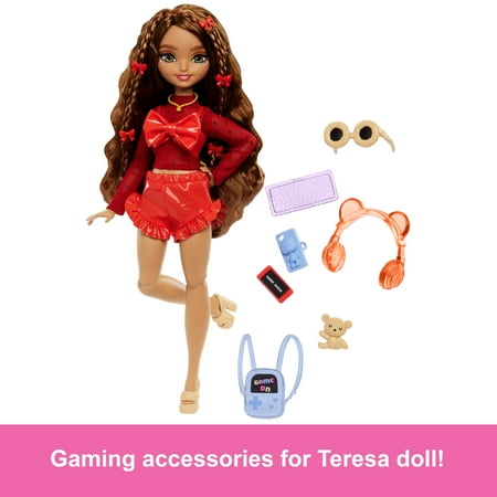 Barbie Dream Besties Teresa Fashion Doll with Video Game Themed Accessories, 10 Piece Count