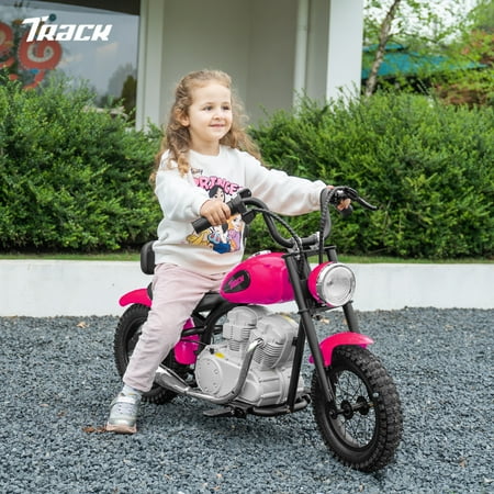 Track 7 36V Electric Dirt Bike for kids, 350W Ride on Motorcycle with Twist Grip Throttle, Hand-Operated Brakes, Key Start, Off-Road Motocross Speed Up to 15 MPH, Age 8+, Pink