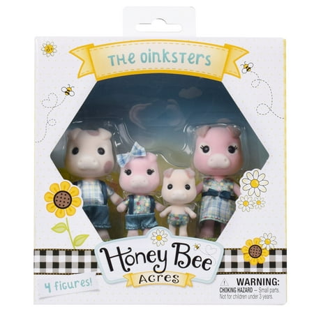 Honey Bee Acres The Oinksters Pig Family, 4-2.25inch Mini Doll Figures, Children Ages 3+