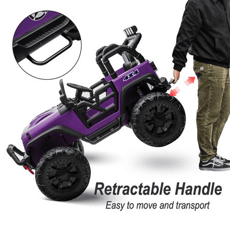 Hikiddo 24 Volt Ride on Toys, 2-Seater Ride on Truck Electric Car for Big Kids with Remote, Bluetooth - Purple