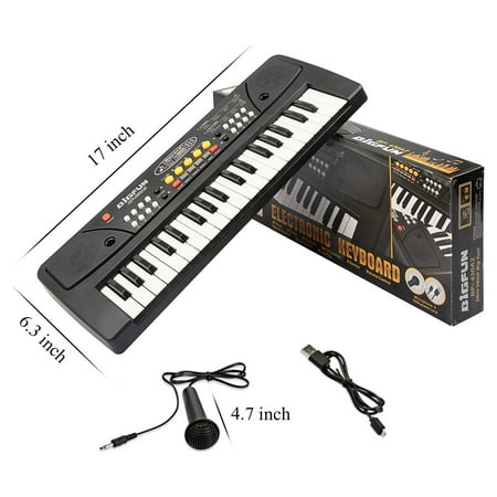 AIMEDYOU Kids Keyboard Piano 37 Keys Early Learning Educational Musical Keyboard Toy Portable Electronic Music Piano Keyboard for Beginners Boys Girls (Black)