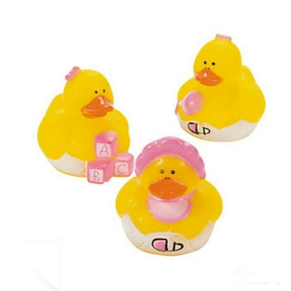 24 Mini Baby Girl Rubber Duck Duckys Pink Shower Favors