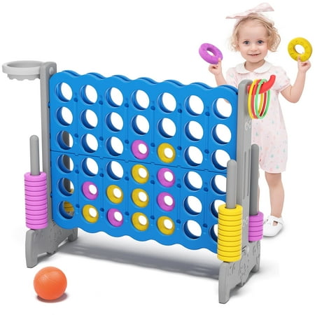 XJD Jumbo 4-to-Score Giant Game Set 4-in-a-Row Connect Game for Adults Kids Family Fun, Grey Blue