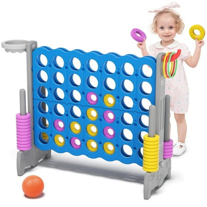 XJD Jumbo 4-to-Score Giant Game Set 4-in-a-Row Connect Game for Adults Kids Family Fun, Grey Blue