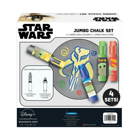 Star Wars Mandalorian Jumbo Chalk Set, Includes 4 Chalk Holders