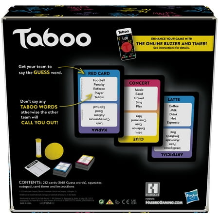 Taboo Classic Word Guessing Board Game for Adults and Teens, 4+ Players, White Elephant Gifts, 13+