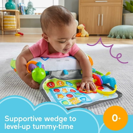 Fisher-Price Littlest Gamer Tummy Wedge with 2 Linkable Baby Toys for Newborns