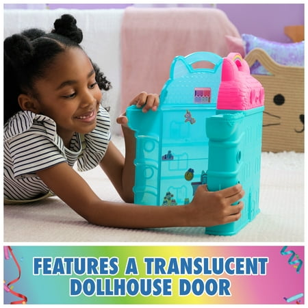 Gabby’s Dollhouse, On-The-Go Dollhouse, 12-Inch Playset with Gabby Figure, Furniture & Stickers