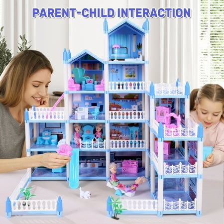 Faci Hebuch Dollhouse for girls Huge doll house with Furnitures Gifts for Girls Aged 4 5 6 7