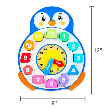 Spark Create Imagine Wooden Penguin Clock Puzzle, 13 Pieces, Baby and Toddler Toys