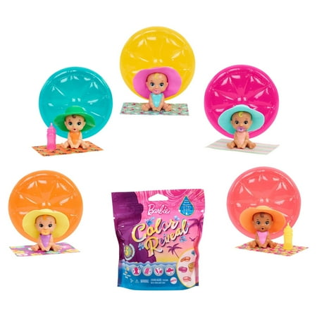 Barbie Color Reveal Baby Dolls With 5 Surprises, Sand & Sun Series