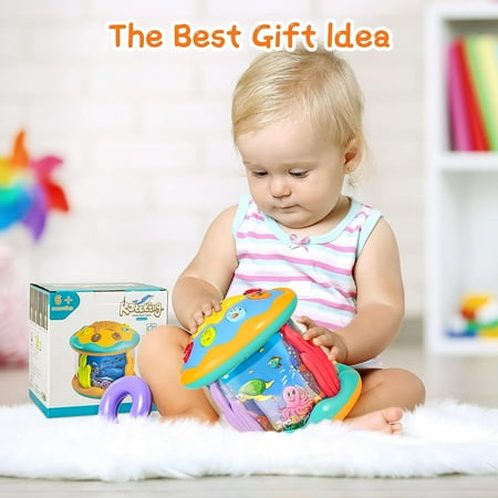 Ucradle Musical Learning Toys for 6-12 Months, 4-in-1 Ocean Rotating Star Light Projector, Sensory Crawling Toys for Infants, Babies, and Toddlers