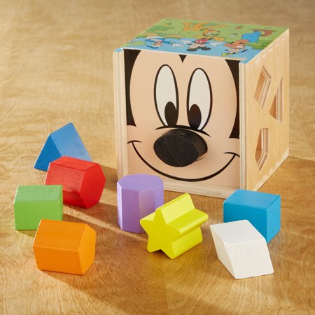 Melissa & Doug Disney Mickey Mouse & Friends Wooden Shape Sorting Cube