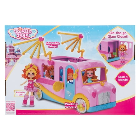 Royale High Bus & Glam Closet - (1) Exclusive Doll, On-the-Go Glam Closet, Moveable Wings, Working Wheels and Room for 4 Friends