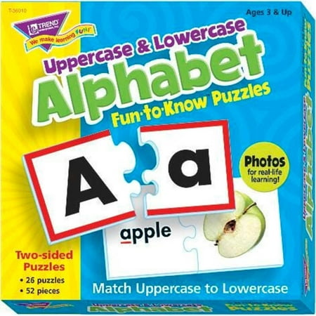 Trend Enterprises Uppercase and Lowercase 2-Piece Alphabet Puzzles, Set of 24