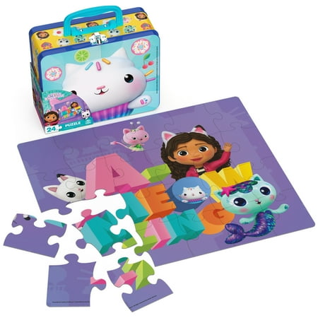 Gabby’s Dollhouse, 48-Piece Puzzle in Tin Lunch Box, for Kids Ages 4+