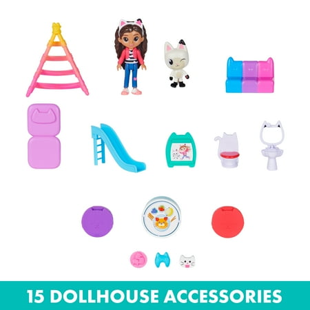 Gabby's Dollhouse, Purrfect Dollhouse 2-Foot Tall Playset with Sounds, 15 Pieces