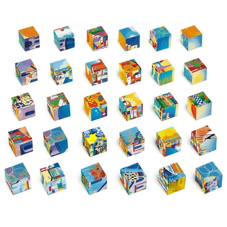 PicassoTiles 30 PC, 6-in-1 World Famous Paintings Magnetic Blocks, Magnetic Building Blocks for Kids, Magnet Toy for Kids 3+