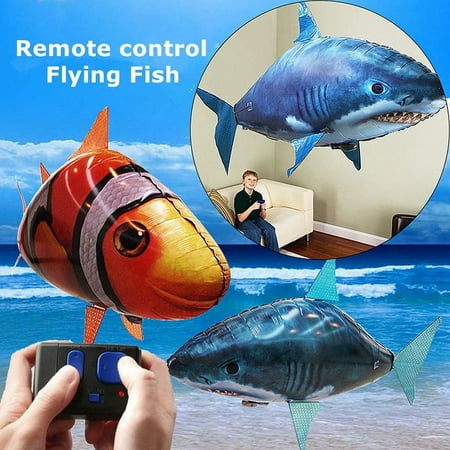 Remote Control Flying Air Shark Toy RC Radio Inflatable Clown Fish Balloons Gift