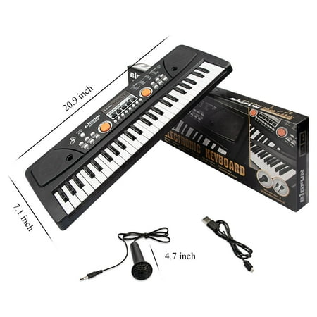 AIMEDYOU Kids Keyboard Piano 49 Keys Portable Electronic Musical Instrument Multi-Function Music Keyboard Piano for Kids Early Learning Educational Toy Birthday Xmas Day Gifts (Black)