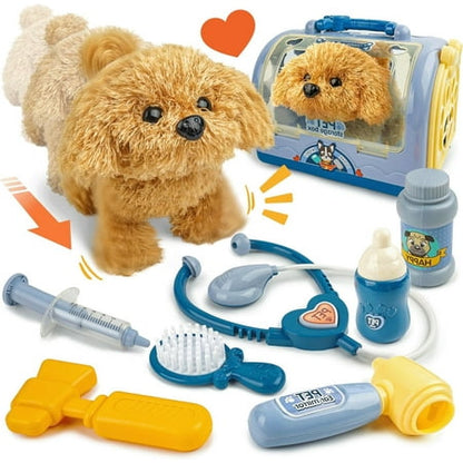 YCFUN Veterinarian Kit for Kids Doctor Play Set for Toddlers, Pet Care Dog Vet Play Set with Case