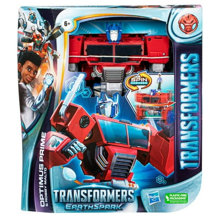 Transformers: EarthSpark Optimus Prime and Robby Malto Kids Toy Action Figure for Boys and Girls Ages 6 7 8 9 10 11 12 and Up (8”)