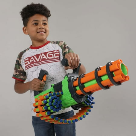 Adventure Force V-Twin Motorized Gatling Belt Foam Dart Blaster - Compatible with NERF Foam Darts