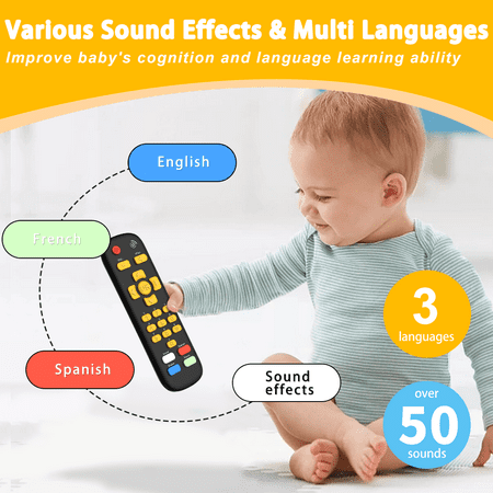 Baby Remote Control Toy with Light, Realistic Musical Toddler TV Remote Toy Early Education Learning Toy Remote Controller for Baby Preschool Infant Toddlers Boys Girls 6M+