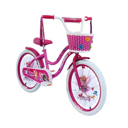 USToyOutlet 20 In. Cruiser Steel Frame Bicycle Coaster Brake One Piece Crank, White, Pink Full cover Chain Guard, Pink Basket, Fenders and Rims, White Tire Kid's Bike - Pink and Hot Pink