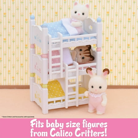 Calico Critters Triple Baby Bunk Beds, Dollhouse Furniture Set