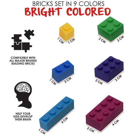 Building Bricks Blocks for Kids Compatible with All Major Brands Building Bricks Set in 9 Colors 1000 PCS EXULTIMATE