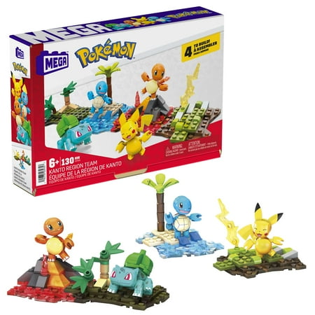 MEGA Pokémon Building Toy Kit Kanto Region Team with 4 Figures (130 Pieces), Ages 8 and up, Plastic