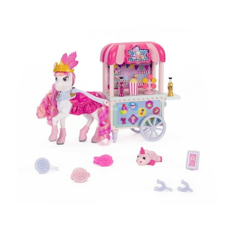 Wild Manes Candi's Pink Sugar Crush Carnival Cart Playset Articulated Horse Doll with Brush & Play