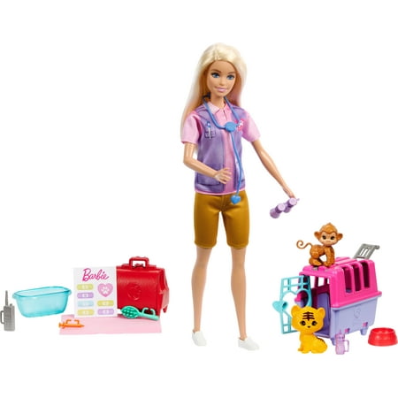 Barbie Animal Rescue & Recovery Playset with Blonde Doll, 2 Animal Figures & Accessories