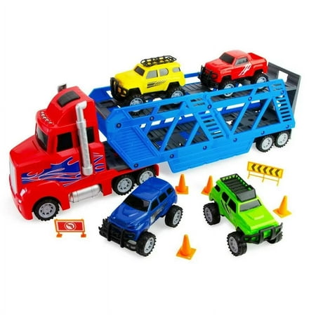 Adventure Force Light and Sound Big Rig Super Transporter, 12 Piece Set, 24 Inch Full Length Semi-Truck with Trailer!