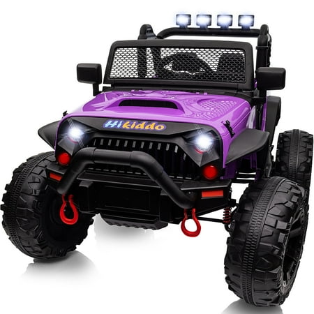 Hikiddo 24 Volt Ride on Toys, 2-Seater Ride on Truck Electric Car for Big Kids with Remote, Bluetooth - Purple