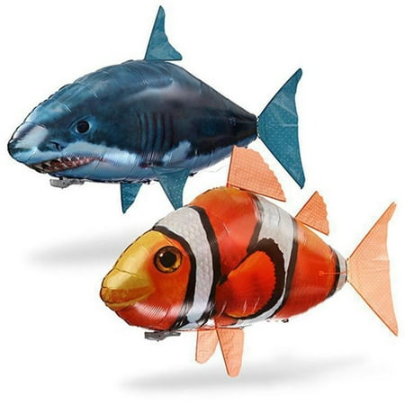 Remote Control Flying Air Shark Toy RC Radio Inflatable Clown Fish Balloons Gift