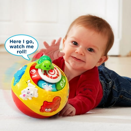 VTech Wiggle and Crawl Ball for Babies and Toddlers, Encourages Motor Skills, Teaches Shapes & Colors