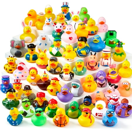 Axuzsyx 24 Pcs Rubber Ducks, Random Assortment Mini Rubber Duckie Toys, Baby Bath Toy, Party Favors for Kids, Birthday Gifts, Summer Beach Pool Activity