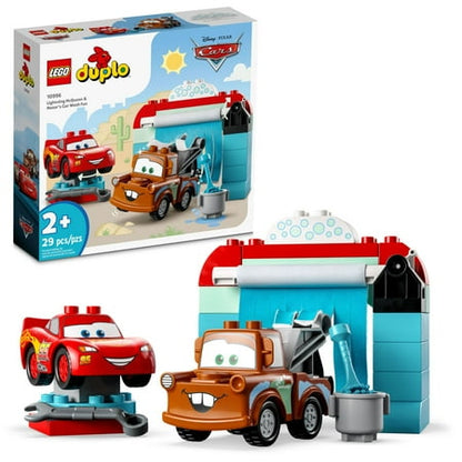 LEGO DUPLO Disney Lightning McQueen & Mater Car Wash Fun, Christmas Gift for Preschoolers, 10996