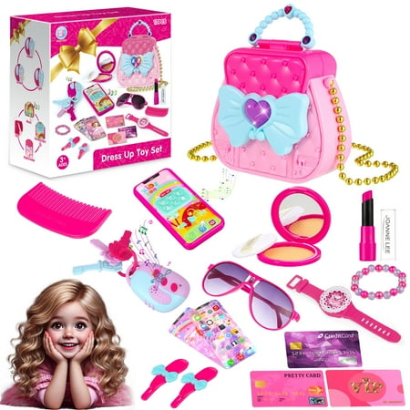 UUGEE Pretend Kids Makeup Kit for Girls Toys, Kids Play Makeup with Makeup Bag, Toy Makeup Set Birthday Christmas Gift Toys for Girl Age 3 4 5 6 Year Old