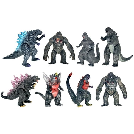 8pcs King Kong vs Godzilla Action Figures Mini Dinosaur King of The Monsters Pack of 8 Toys Cake Toppers