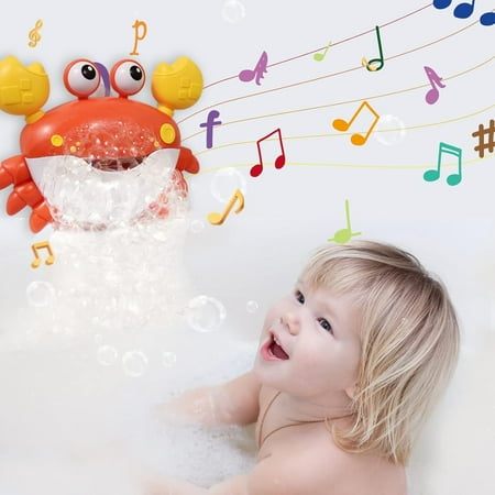 WISHTIME Baby Bath Toys Game - Baby Bath Bubble Toys Set Shower Bath Baby Toy Automatic Crab Bubble Maker Kids Machine with Music Baby Fun Bath Toys for 1,2,3+ Year Old Boy Girl Toddler Gift Toy