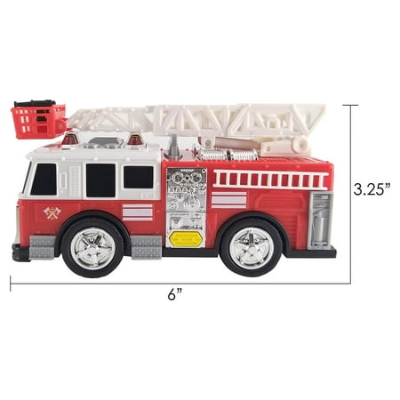 Adventure Force Light & Sound Mini City Service Vehicles, 3 Pack, School Bus, Fire Truck and Recycling Truck