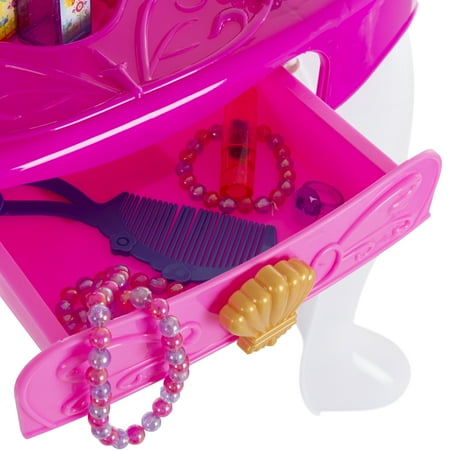 Pretend Play Princess Vanity with Stool, Accessories, Lights, Sounds by Hey! Play!