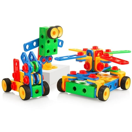 Building Blocks 104 Set - Building Toys with Car Wheels - STEM Construction Educational Fun Toy Set, Best Toy Blocks Ages 3 Years and Up - Great Educational Toys Building Sets - Play22USA