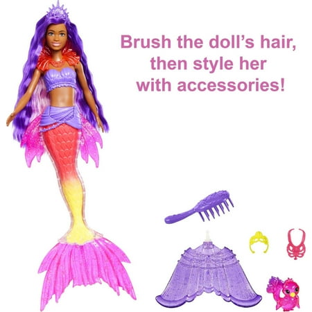 Barbie Mermaid Power "Brooklyn" Doll with Purple Hair, Seahorse Pet and Accessories