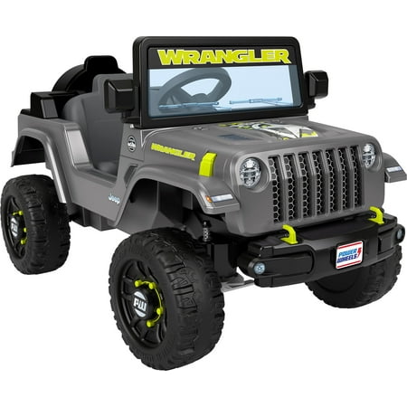 6V Power Wheels Jeep Wrangler Toddler Ride-on Toy with Driving Sounds, Multi-Terrain Traction, Gray