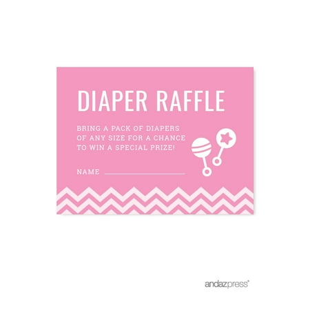 Diaper Raffle Bubblegum Pink Chevron Baby Shower Games, 30-Pack