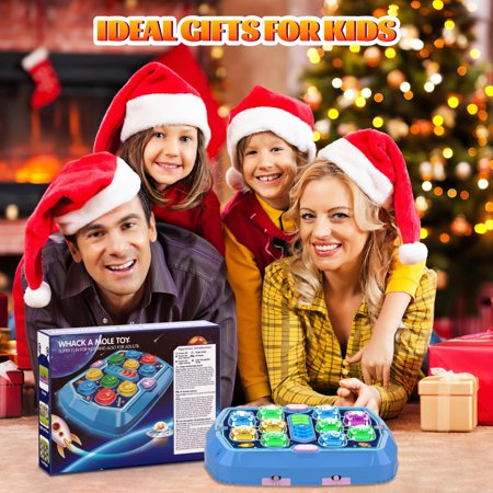 ANNKIE Interactive Whack a Mole Game for Toddlers - Early Learning Toy with 2 Soft Hammers,Blue